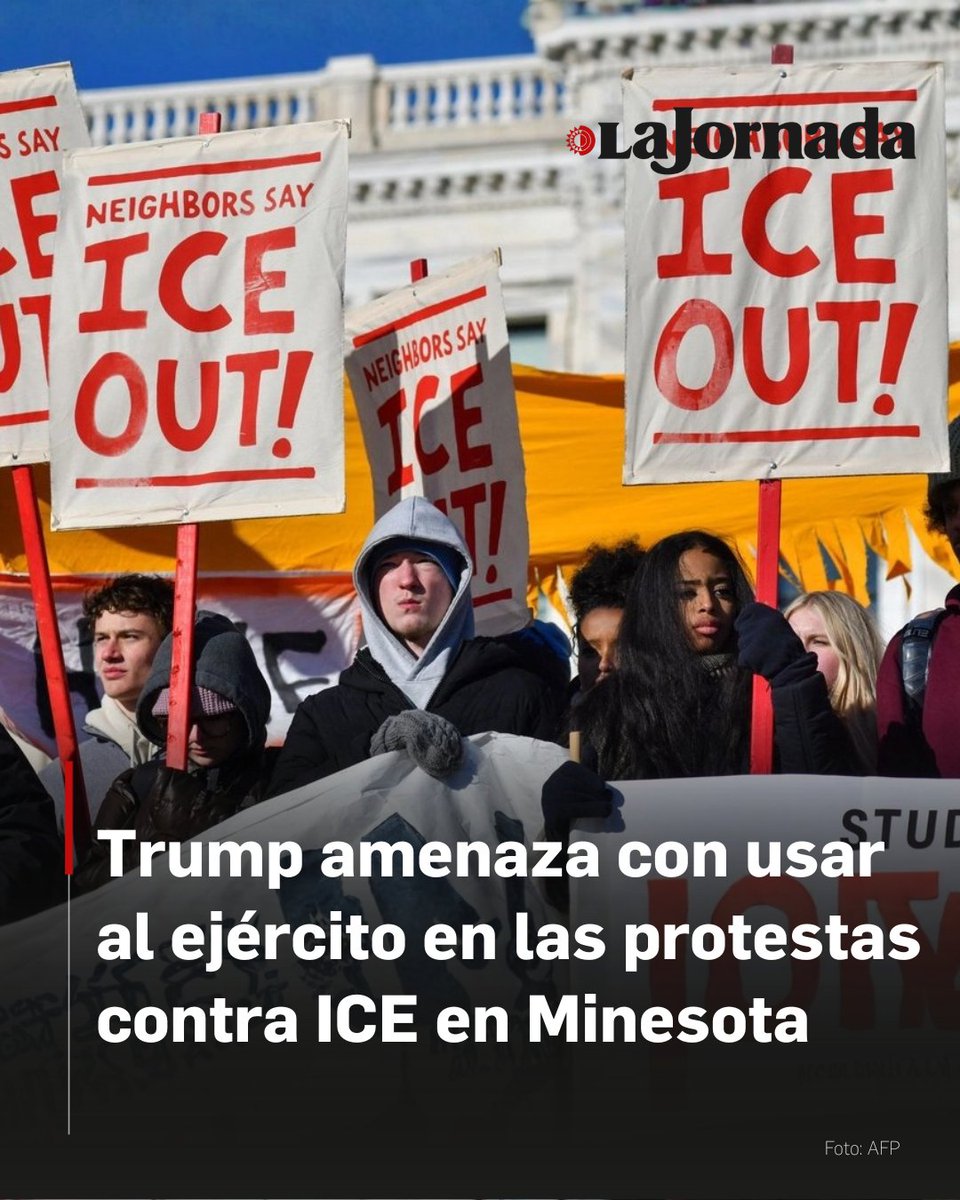 lajornadaonline's tweet image. El presidente Donald Trump advirtió este jueves que desplegará tropas militares en Mineápolis si las autoridades locales no frenan las protestas contra los agentes de ICE.

Tras nuevos enfrentamientos y un segundo tiroteo que involucra a fuerzas federales, el mandatario calificó…