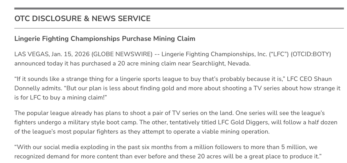 iancassel's tweet image. Typical microcap PR 😆