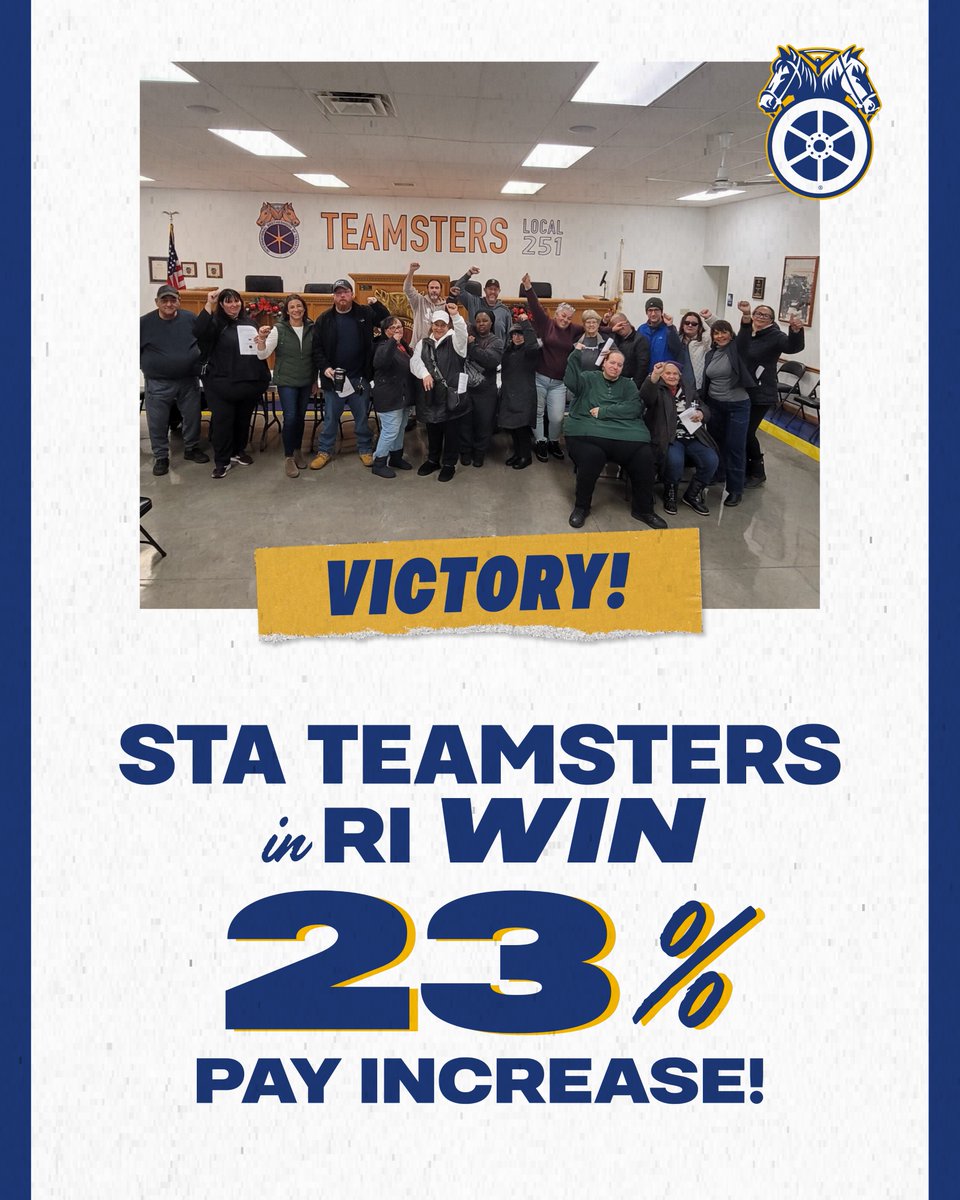 Teamsters's tweet image. Nearly 200 school bus drivers and attendants represented by Teamsters Local 251 in Rhode Island have overwhelmingly voted to ratify a new contract at Ocean State Transit, a subsidiary of Student Transport of America (STA). This new agreement includes an average 23 percent wage…