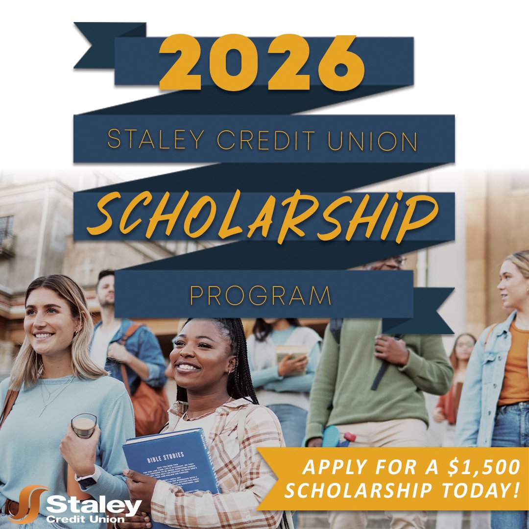 We're excited to once again award three $1,500 scholarships to SCU members who demonstrate  strong academics, citizenship, and community service. Open to students pursuing college or trade school.

APPLY ONLINE TODAY!

Submit your online application here:
staleycu.com/member-service…