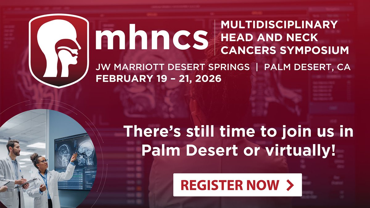 ASTRO_org's tweet image. Join us in Palm Desert or virtually for the Multidisciplinary Head and Neck Cancers Symposium. 

Located at the JW Marriott Desert Springs in Palm Desert, CA from February 19-21, 2026. #MHNCS26

Register now: ow.ly/R9WJ50X6aeM

@AHNSinfo @ASCO @sitcancer @hncalliance…