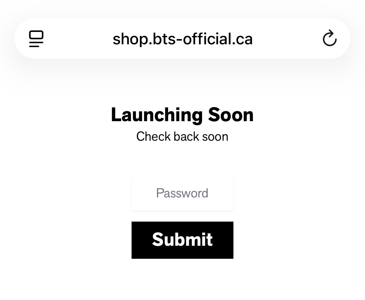 caitmini's tweet image. A BTS Official shop with a .ca url?? Are we finally getting a Canadian web store?!?!? 🇨🇦 shop.bts-official.ca/password