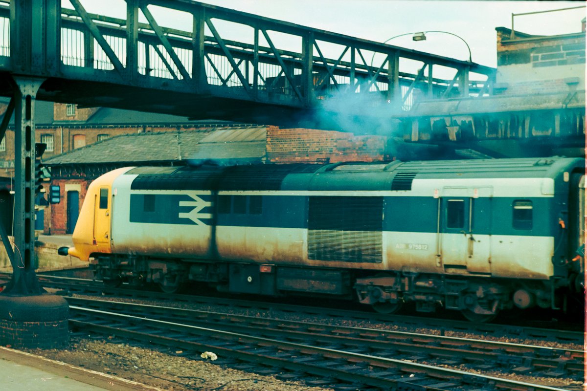 Once upon a time, when the Testing &amp; Performance Section had to test kit at 125 mph (usually APT), they stuck one of the prototype HST power cars on the end. Here's a hurriedly snatched shot of 975812 (formerly the prototype, 43000) at Derby on 7th June 1980.
#ThrowbackThursday