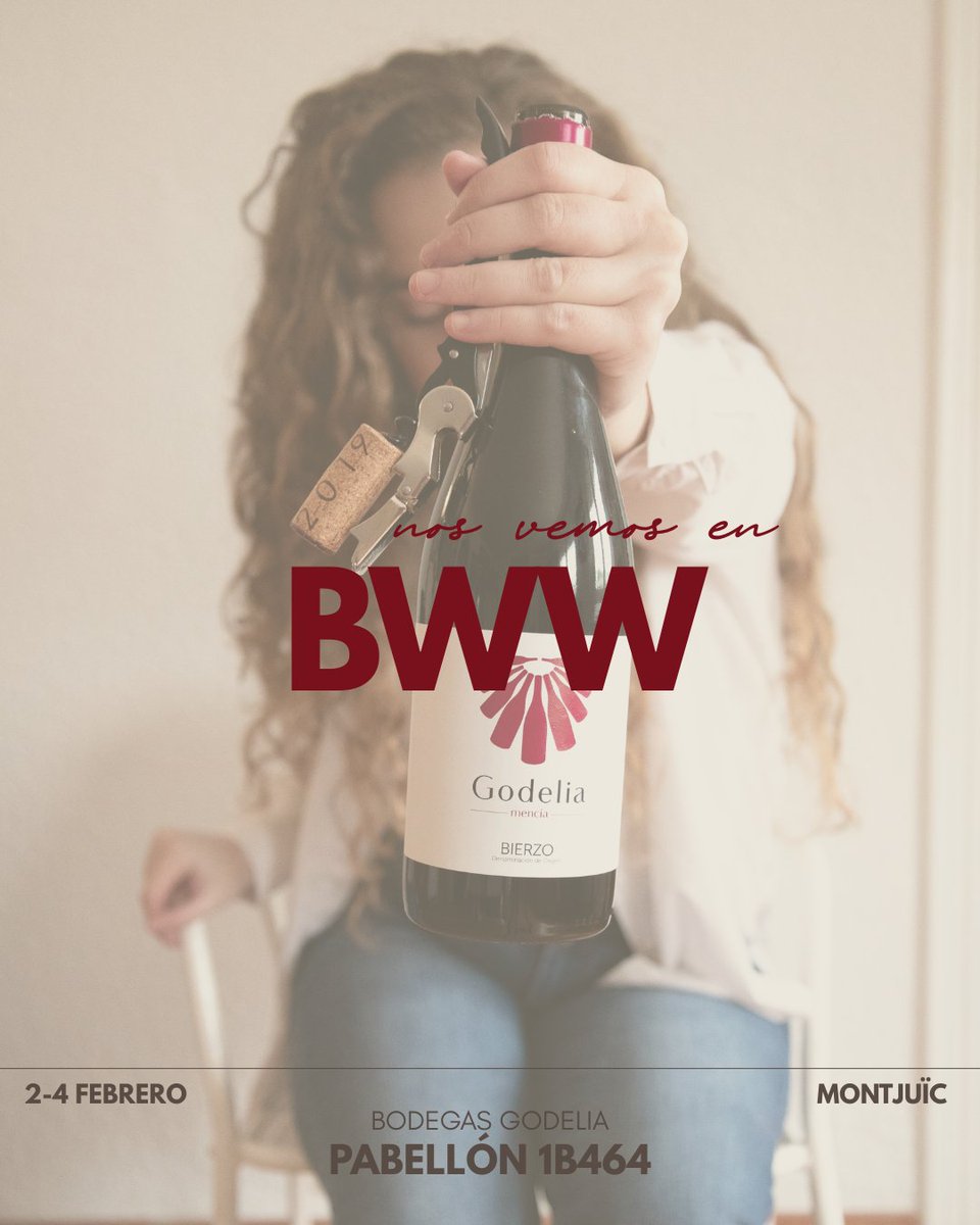 Del 2 al 4 de febrero… ¡Nos vemos en Barcelona Wine Week! #BWW
Podréis catar nuestros vinos y conocer más sobre Godelia.
Nos encontraremos en el Pabellón 1B464.
¡Os esperamos a todos!