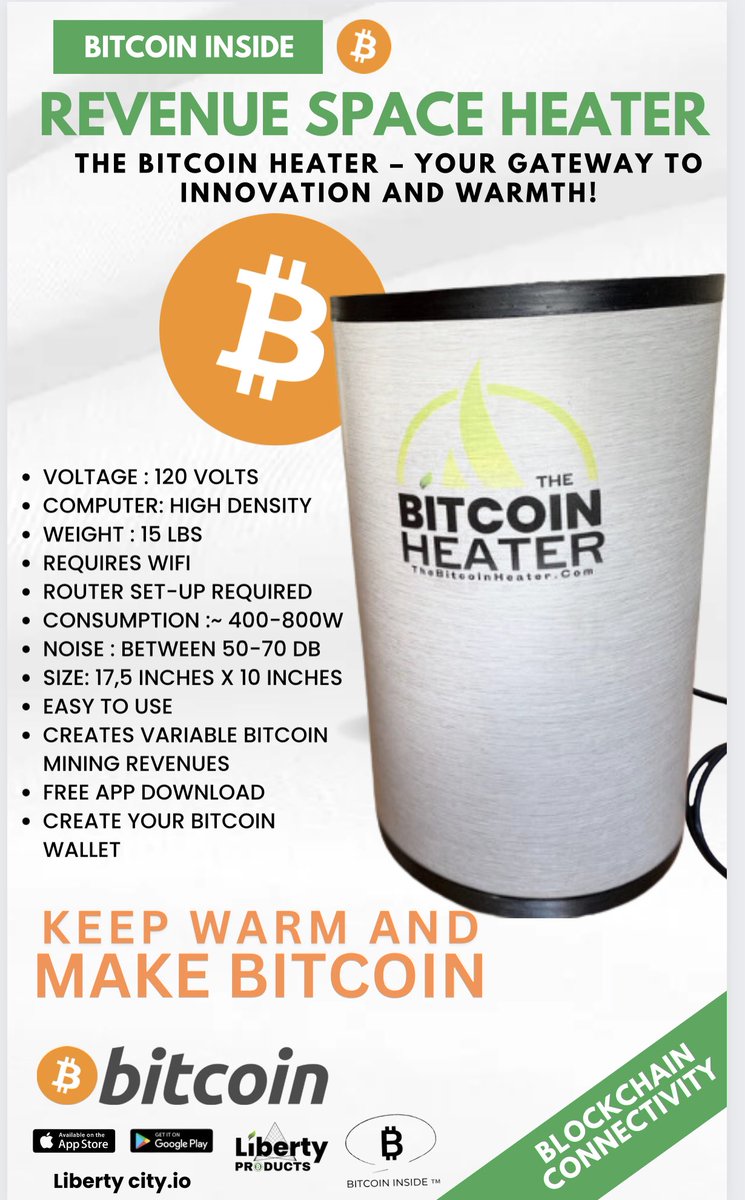 We develope Bitcoin physical products: Space heaters, Bitcoin Homes, and  Bitcoin inside products. #libertycity