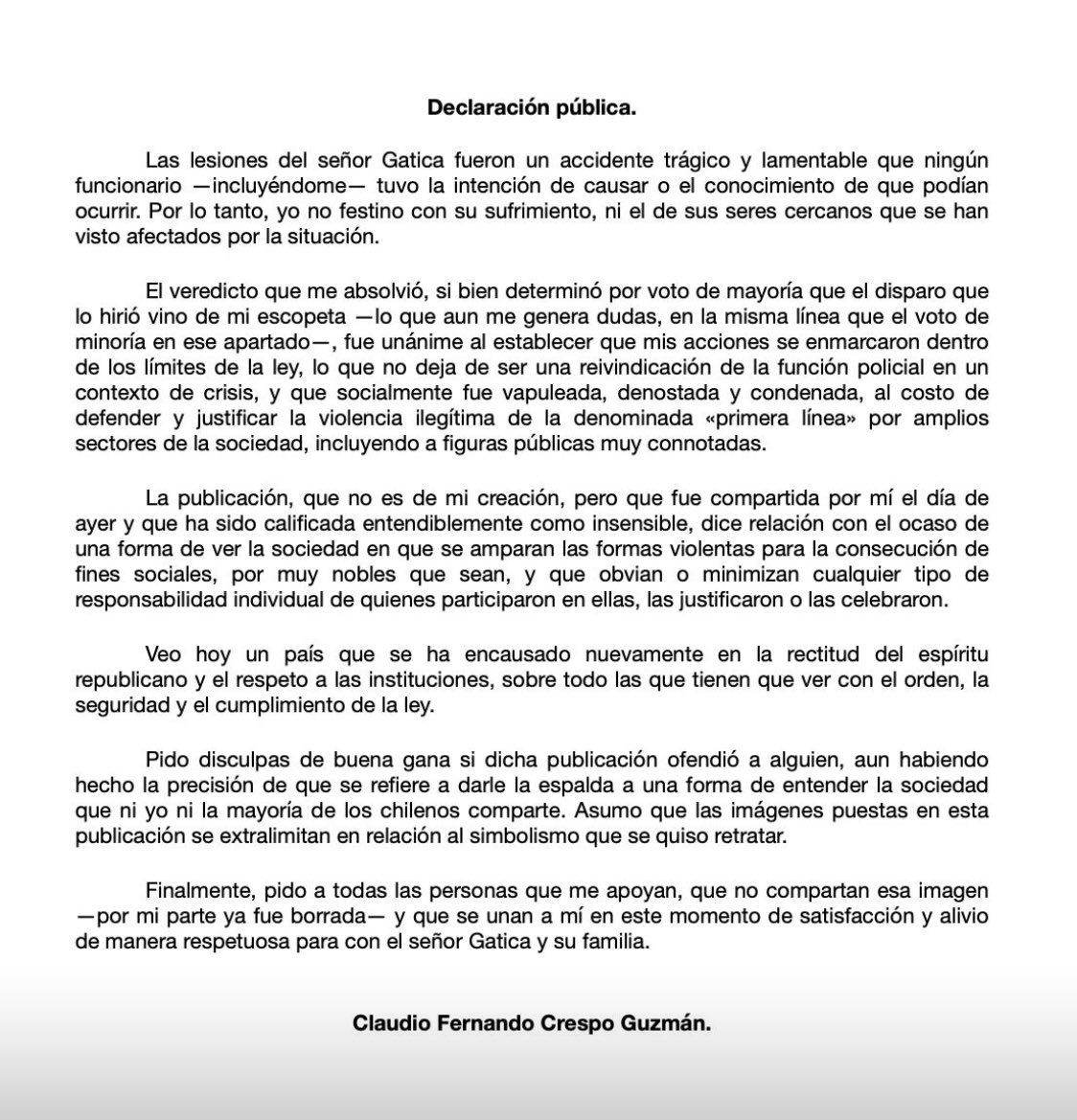 Declaración pública.