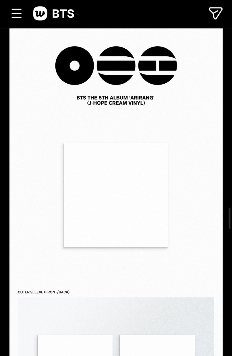 BTS the 5th album ‘ARIRANG’ 
j-hope cream vinyl!!