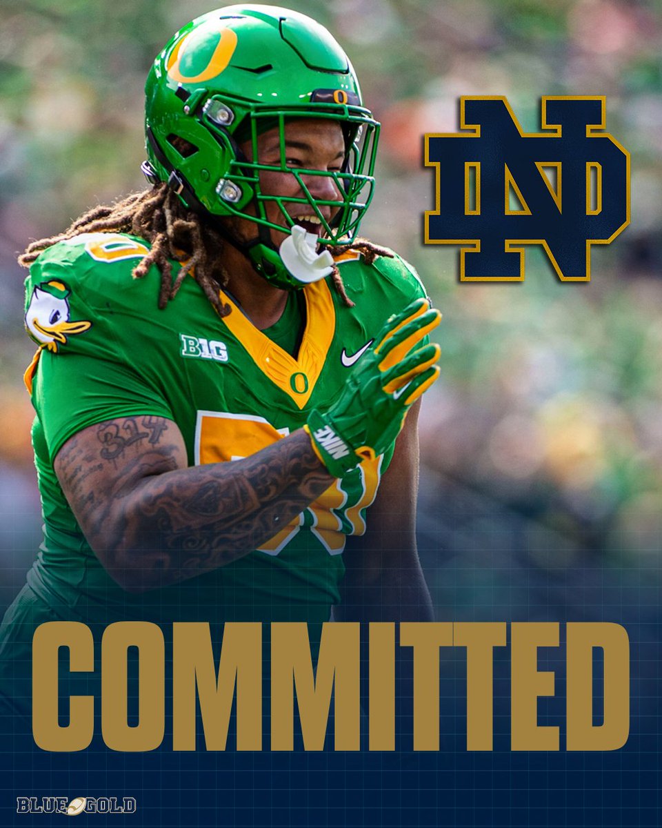 🚨𝗕𝗥𝗘𝗔𝗞𝗜𝗡𝗚: Oregon defensive line transfer Tionne Gray has committed to Notre Dame, per <a href="/Hayesfawcett3/">Hayes Fawcett</a>  🫡☘️

The 6-6, 336-pounder has three years of eligibility remaining. Another big portal pickup for the Irish 🔥 

Repped by <a href="/whynotjoshua/">Joshua</a> 

Story: