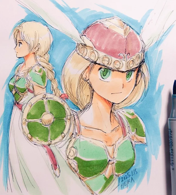 とりあえず寝る前に急いで描いた!勢いだけで! #アナログはいいぞ #ワルキューレ
