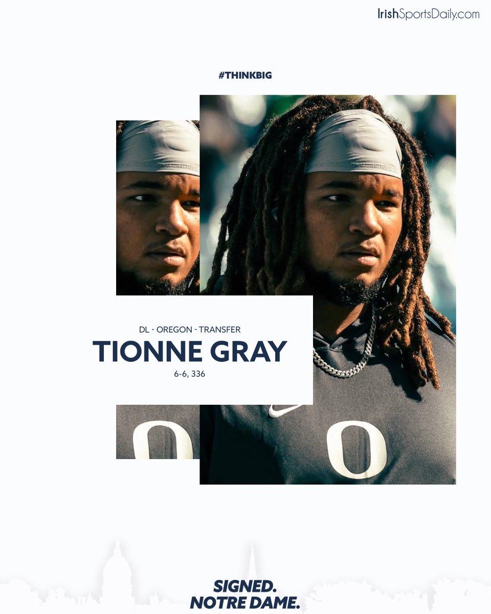 mattfreeman05_'s tweet image. COMMITMENT | Notre Dame Lands Oregon Transfer DL Tionne Gray

irishsportsdaily.com/s/26884/commit…