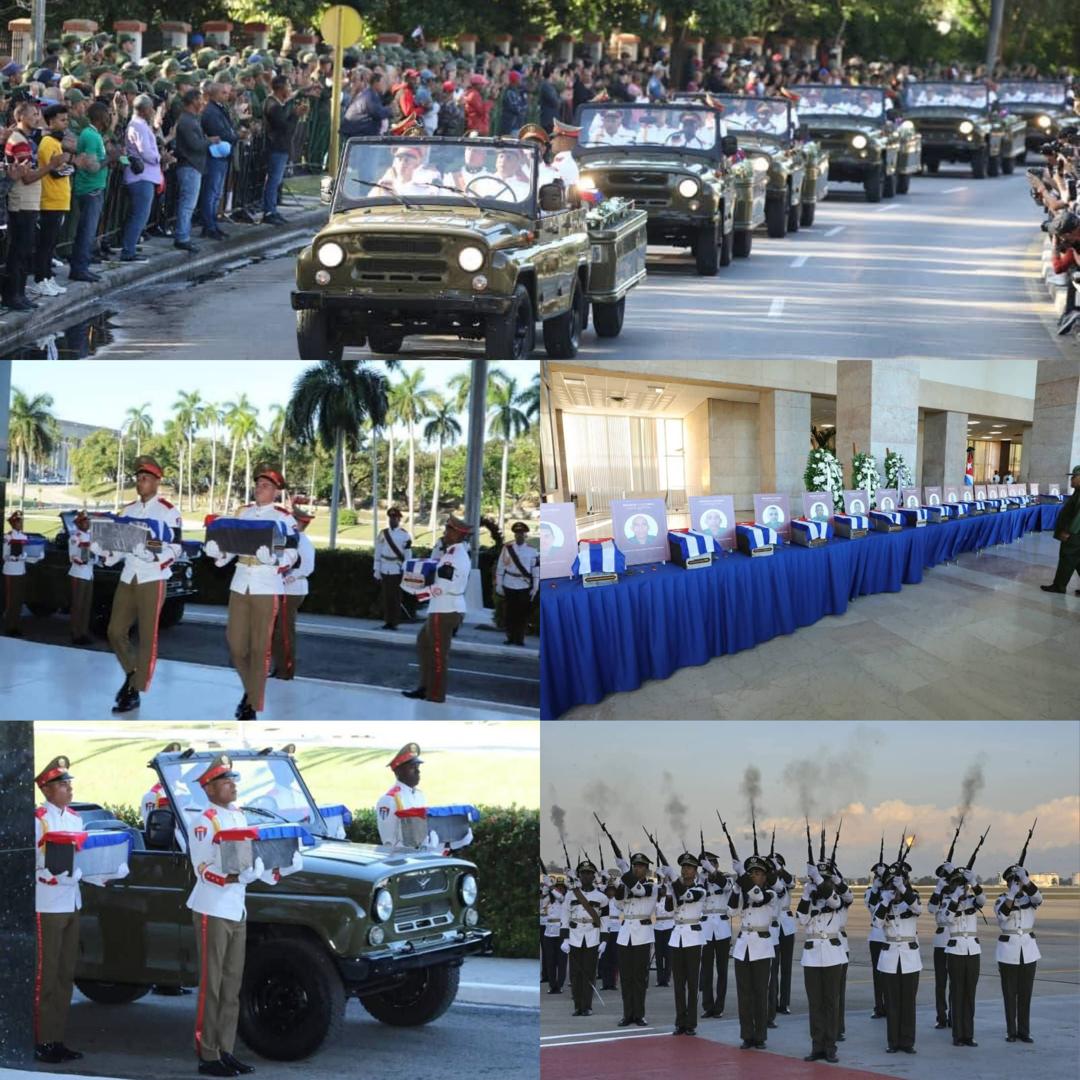 IzquierdoAlons1's tweet image. Nuestro pueblo de La Habana,  escoltó los restos mortales de los 32 combatientes caídos en Venezuela, durante su recorrido por la Avenida Boyeros hasta el Ministerio de las Fuerzas Armadas Revolucionarias donde familiares, compañeros y el pueblo le rinden tributo.
#HonorYGloria