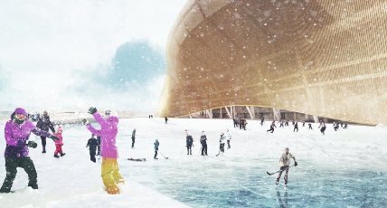 PFTCommenter's tweet photo. My favorite part of the Dan Snyder era was when he was in hot water so he released renderings of a new stadium he had no plan’s on building. It had a moat that you could surf/play ice hockey on. These are real https://t.co/KMkCpEGpNg