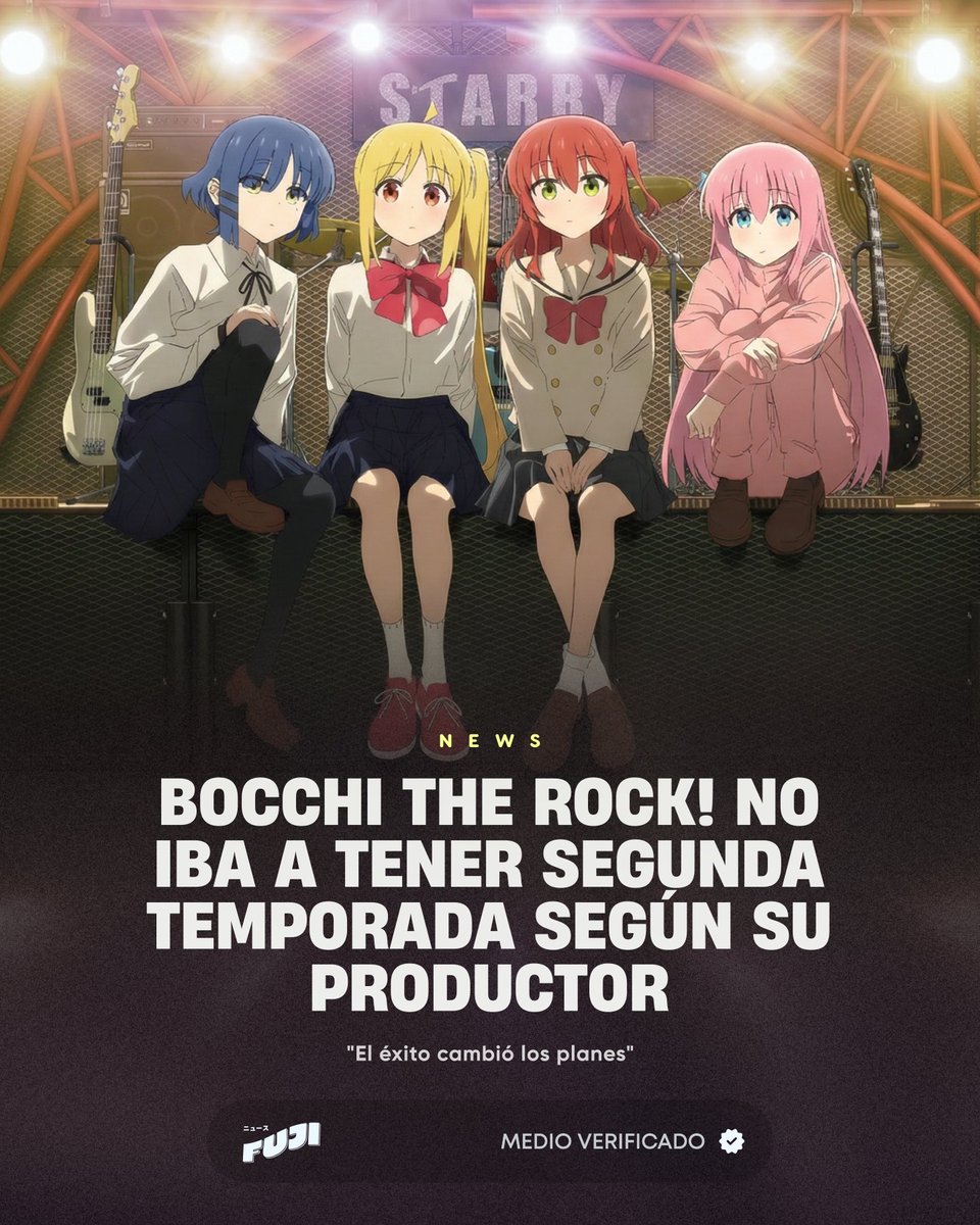 FujiNews_'s tweet image. EL MILAGRO: El productor de “Bocchi the Rock!”, Shouta Umehara, reveló que la serie iba a terminar en 2022 y no tenían planes de una secuela. 

Sin embargo, el éxito masivo y el "talento excepcional" de la Kessoku Band obligaron al estudio a correr el riesgo y continuar.✨