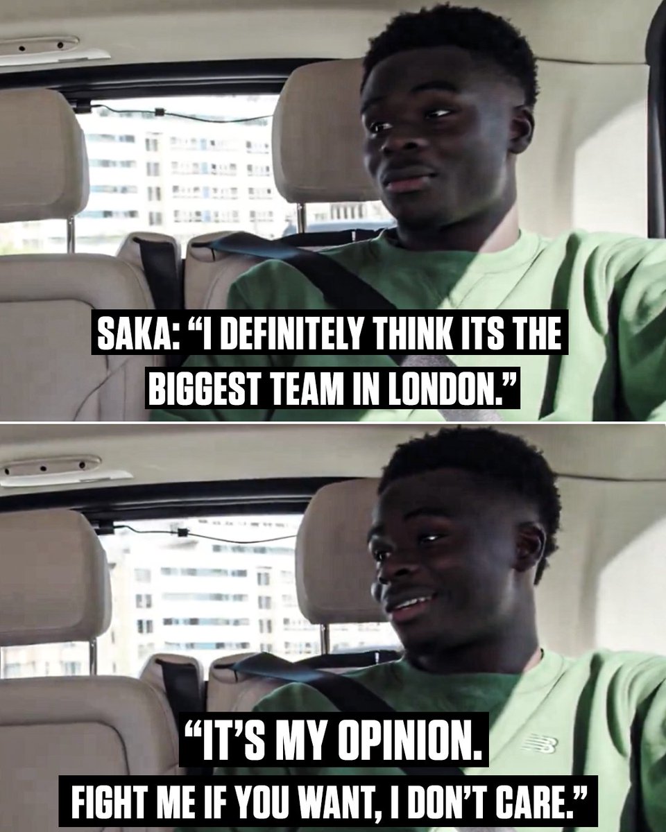 ESPNUK's tweet image. Bukayo Saka's response when he was asked if Arsenal are London's team 👀