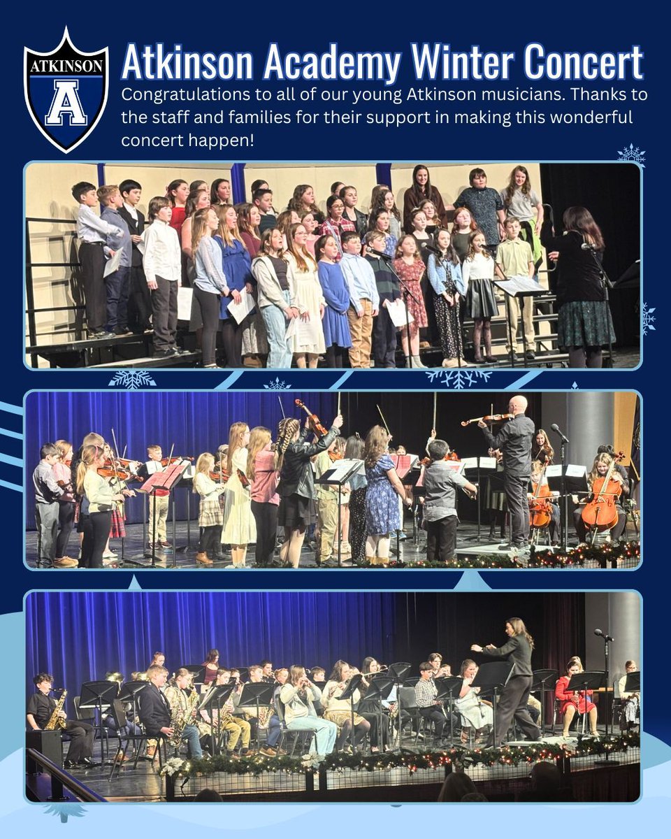 Atkinson Academy Winter Concert - January 13, 2026
Congratulations to all of our young Atkinson musicians. Thanks to the staff and families for their support in making this wonderful concert happen!