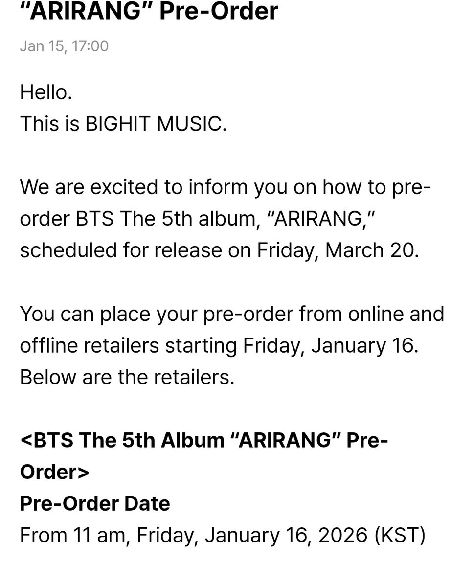 RT AND REPLY TO TREND!

Goal : 1k replies 

PRE SAVE ARIRANG NOW
BTS IS COMING 
THANKYOU BTS 
ARIRANG IS COMING
BTS IS COMING 
#BTSComeback2026
#BTS_ARIRANG

🎀:open.spotify.com/prerelease/1Dc…
