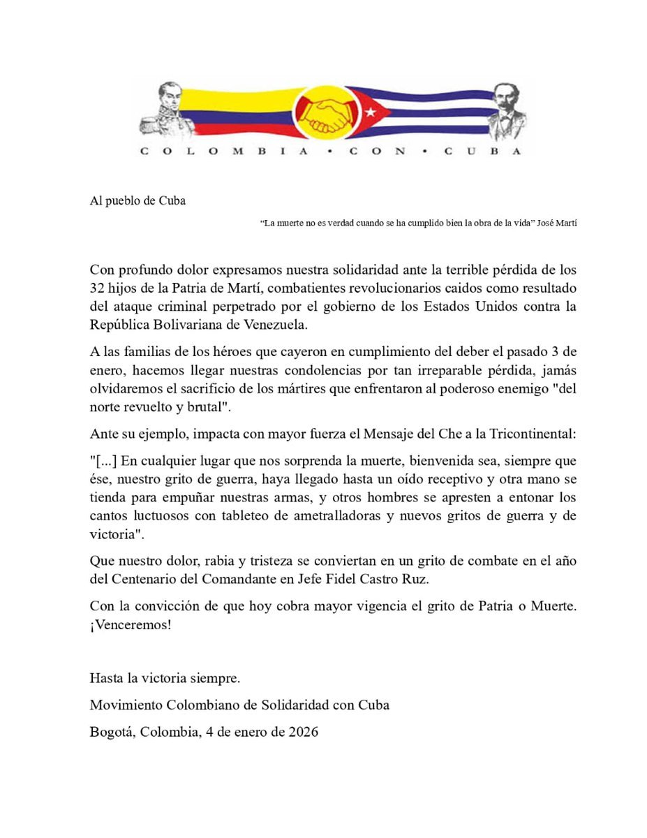 Condolencias al pueblo de #Cuba 
Movimiento Colombiano de Solidaridad con #Cuba 
<a href="/siempreconcuba/">Siempre con Cuba</a>