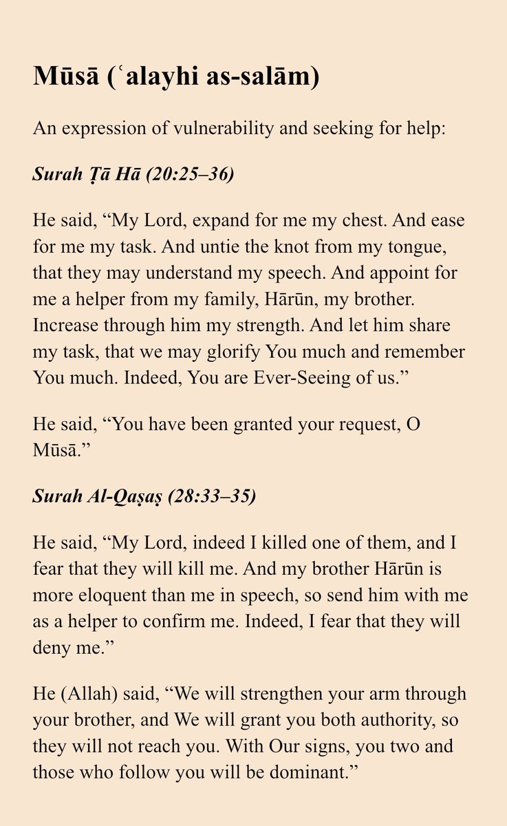 Halima_Fajr's tweet photo. Read and reflect on these verses where the Prophets conversed with Allah. Look at how beautifully they used Allah’s names and attributes and how they explained their situations. 

Read, reflect, and practice. https://t.co/fIY9KyEBph
