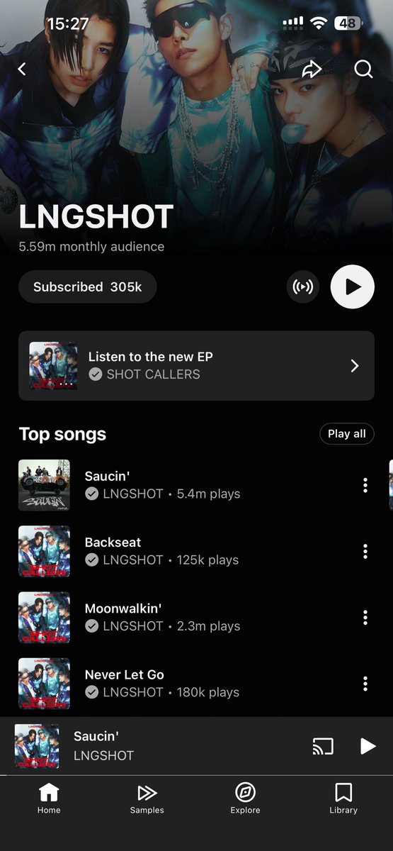 lngshotarchive's tweet image. UPDATE: LNGSHOT HAS HIT 5.59 MILLION LISTENERS ON YOUTUBE MUSIC WITH 5.4 MILLION PLAYS ON SAUCIN 🩸 AND 2.3 MILLION PLAYS ON MOONWALKIN’ 🌖 LNGSHOT ROOKIE OF THE YEAR 🏆 #LNGSHOT #4shoboiz #LNGSHOT4SHO #MOONWALKIN #LNGSHOT_SHOTCALLERS #LNGSHOT_DEBUT #OHYUL #RYUL #WOOJIN #LOUIS