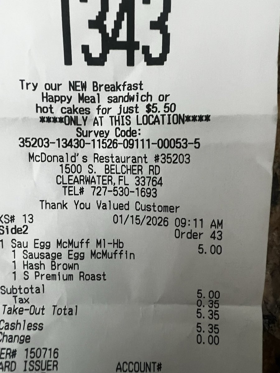 Who said prices are not coming down?
Here is my morning breakfast at $5 that I used to pay $8+