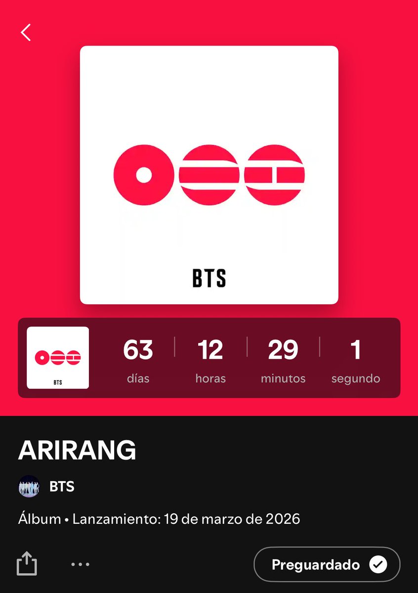 mxcharts's tweet image. ¡Todos a preguardar ‘ARIRANG’ en Spotify! 

open.spotify.com/prerelease/1Dc…

#BTS #방탄소년단 #BTS_ARIRANG