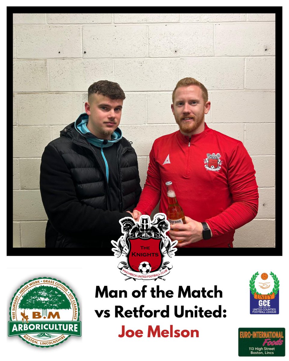 Tuesday’s Man of the Match was won by Joe Melson for a solid performance. Presented by Knights coach Chris Wheaton

Player sponsored by BM Arboriculture &amp; Garden Care