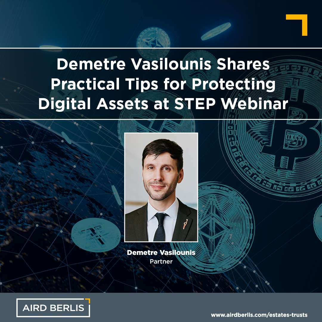 This morning, Demetre Vasilounis spoke at a webinar hosted by STEP titled,  “Securing crypto - Practical tips for digital assets: Custody, security,  insurance and recovery.” Missed the webinar? Registration is still open