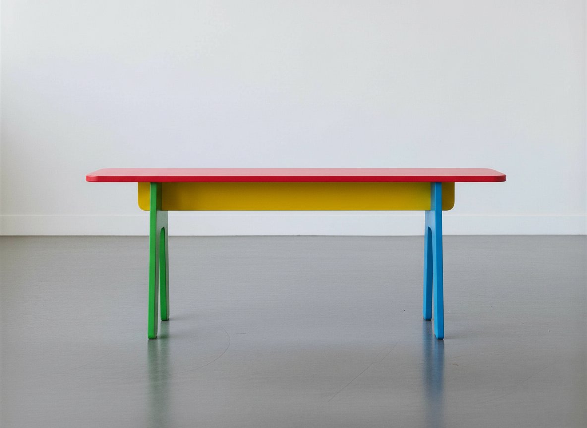 "Paint one leg green, another leg blue, the top red and the stretcher yellow." 

visualize.unfnshed.com