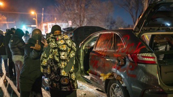 AFpost's tweet image. Images from Minneapolis last night after citizens rioted and destroyed ICE equipment.

Follow: @AFpost