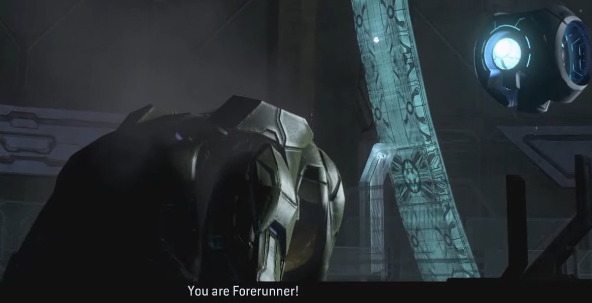 HaloCodex's tweet image. Bungie era Halo (CE–Halo 3) strongly implied that humans were Forerunners hence Spark’s confidence.

343 Industries later retconned this, establishing that
Humans and Forerunners are separate species and 
Humans are the Reclaimers, chosen to inherit Forerunner tech