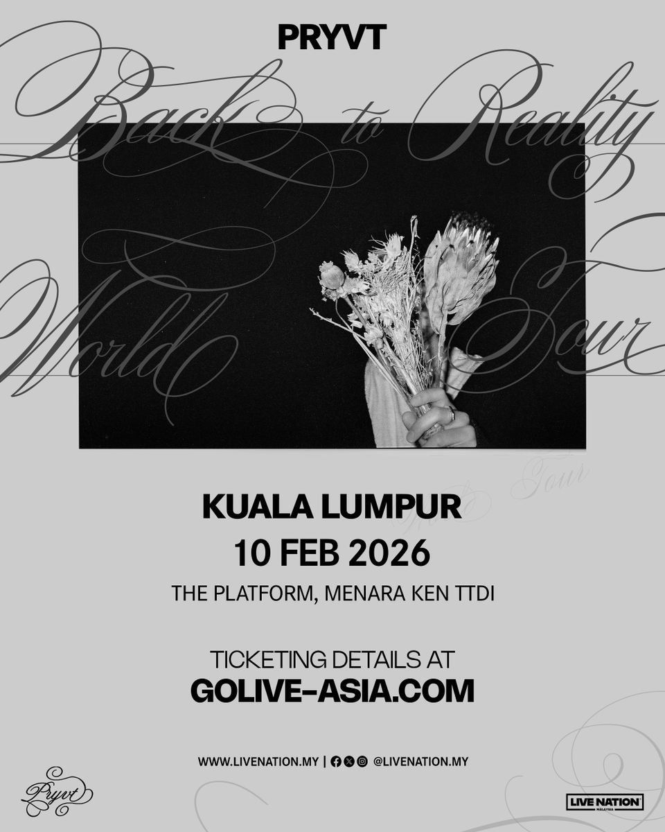 goKPOP's tweet photo. [🇲🇾] Korean indie rock duo #PRYVT is coming to Malaysia for their 'Back To Reality 2026' world tour 

📅10 Feb (Tues)
⏰ 8PM
📍The Platform, Menara Ken TTDI
🎟️ RM370 (VIP M&amp;G), RM288 (CAT 1), RM258 (CAT 2), RM228 (CAT 3)

#PRYVTinMY

https://t.co/gztZRpZpFq https://t.co/eQKYpnEDyX