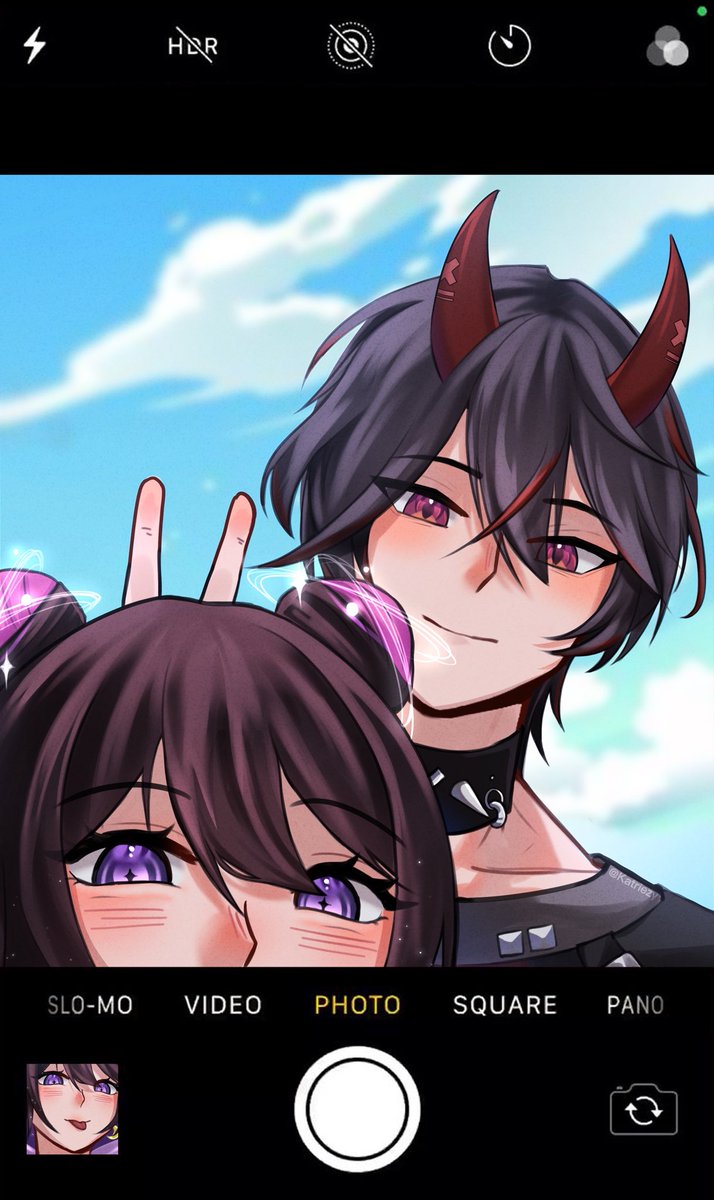 Selfie with our vtube sibling, with lore accurate height 😂 <a href="/DreauxLo/">Dreaux</a>

🎨: katriezy (vgen)