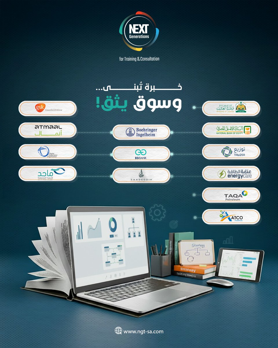NGT_KSA's tweet image. وراء كل نجاح… فريق جاهز ومؤهل.
في مركز الأجيال المقبلة للتدريب نعمل مع جهات رائدة في المملكة
ببرامج تدريب معتمدة ترفع كفاءة الموظفين
وتنعكس مباشرة على الأداء ونتائج الأعمال.
جاهزين نكون جزء من نجاحك القادم.

#NextGenerations #B2BTraining #EmployeeDevelopment #CorporateExcellence