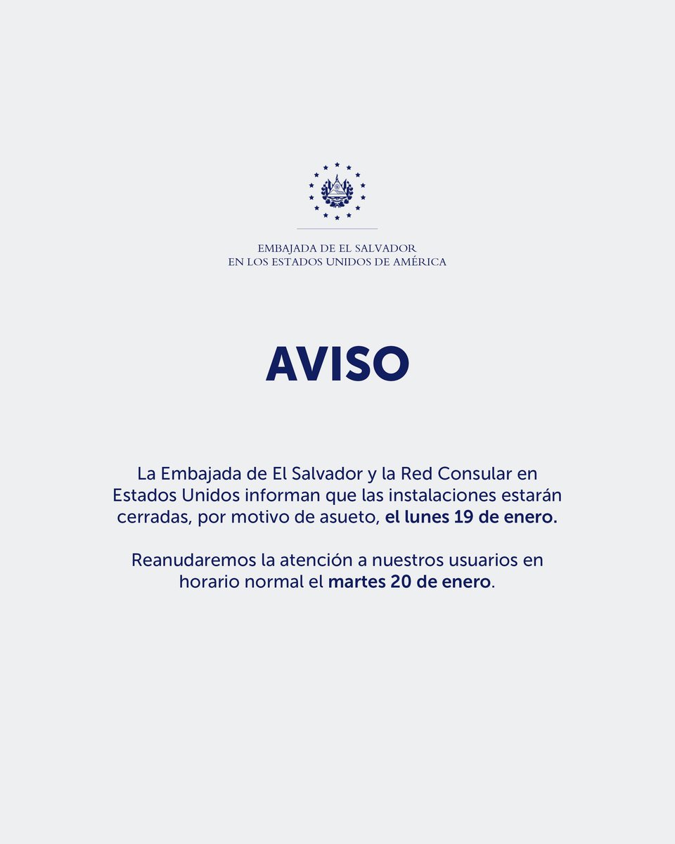 Si planeas visitar nuestra red consular la próxima semana, te invitamos a tomar en cuenta esta información: