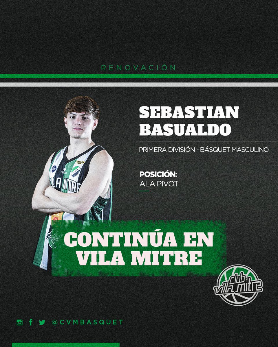 𝐑𝐄𝐍𝐎𝐕𝐀𝐂𝐈𝐎𝐍 🔜 

Hola Seba Basualdo! Vamos por otro gran año? 💚🤍🖤

Juventud y sentido de pertenencia. ¡Con todo para este 2026, Colo! 👊

#VamosLosPibes #SomosFamilia