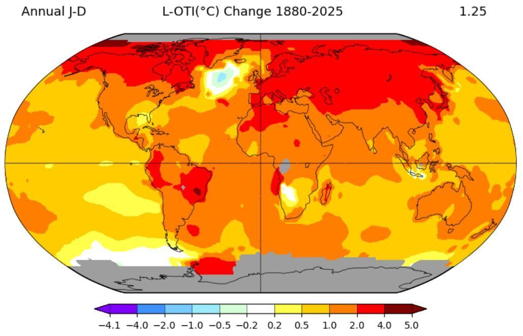 2025 was the third hottest year on record!
Copernicus report: climate.copernicus.eu/copernicus-202…
And let's not forget the ominous northern Atlantic 'cold blob' in the data, here seen in the NASA data. 
What is behind that? Watch my short talk: youtu.be/ULJXqOZuY-8?si…
