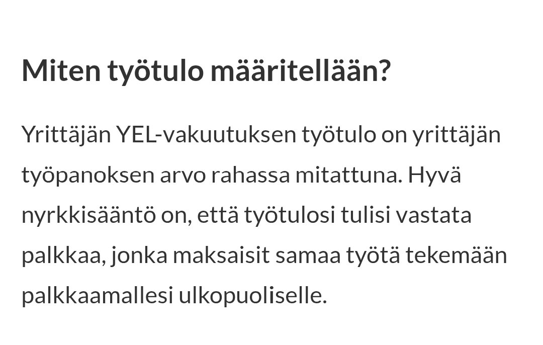 SannaR80's tweet photo. @SinikkaStrmber1 @OttoMeri Yrittäjän työtulo ei ole sama asia kuin yrittäjän palkka. Se on sama summa kuin minkä maksaisit ulkopuoliselle työntekijälle. Vaikka et nostaisi palkkaa senttiäkään. Ja näin se on ollut aina. https://t.co/pWz36jH2IJ