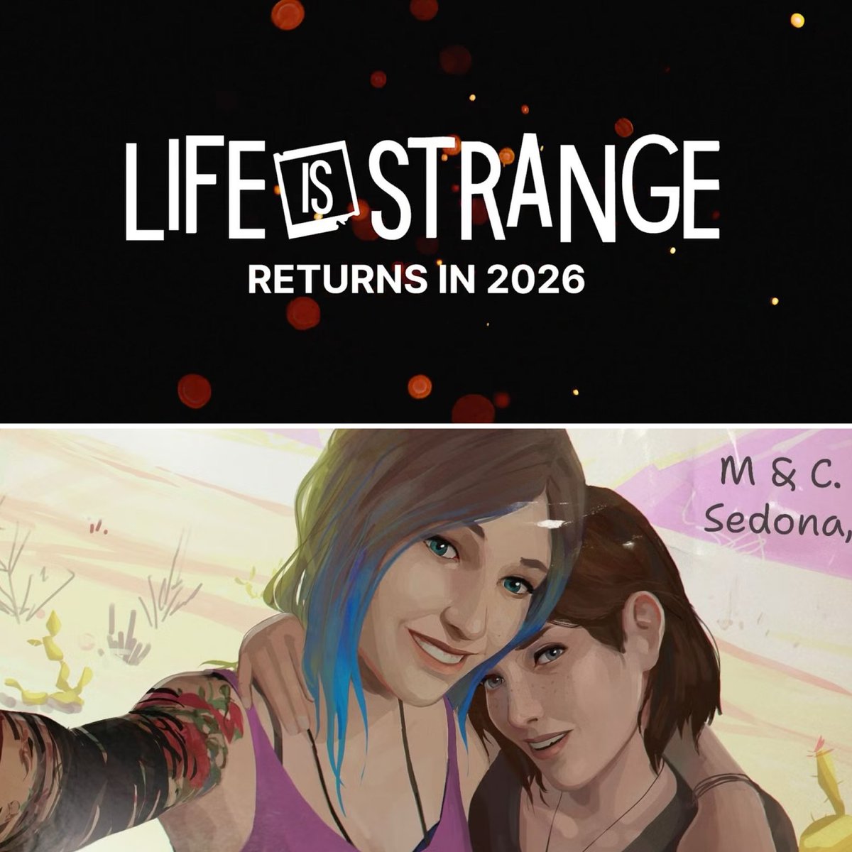 DomTheBomb's tweet photo. Life is Strange Reunion Reveal Livestream details:

- Chloe Price is back
- Max Caulfield is returning
- Game is releasing in 2026
- Will be January 20th at 10am PST / 1pm EST / 6pm GMT / 7pm CET
- Game described as "Separate the real from the rumor"
- Exclusively on the Life is Strange YouTube Channel
- Game made by Deck Nine Games
- The first trailer for the game will be shown
- Game is expected to be a direct sequel to Double Exposure