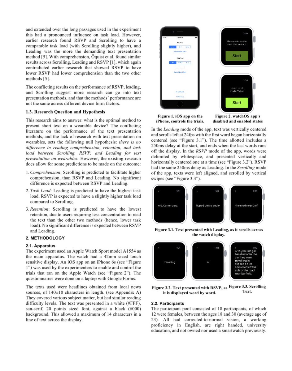 Wrote a research paper on this in 2015 on this when the Apple Watch came out and we were wondering what the best way to read text on that tiny screen would be

If anyone wants to read lmk