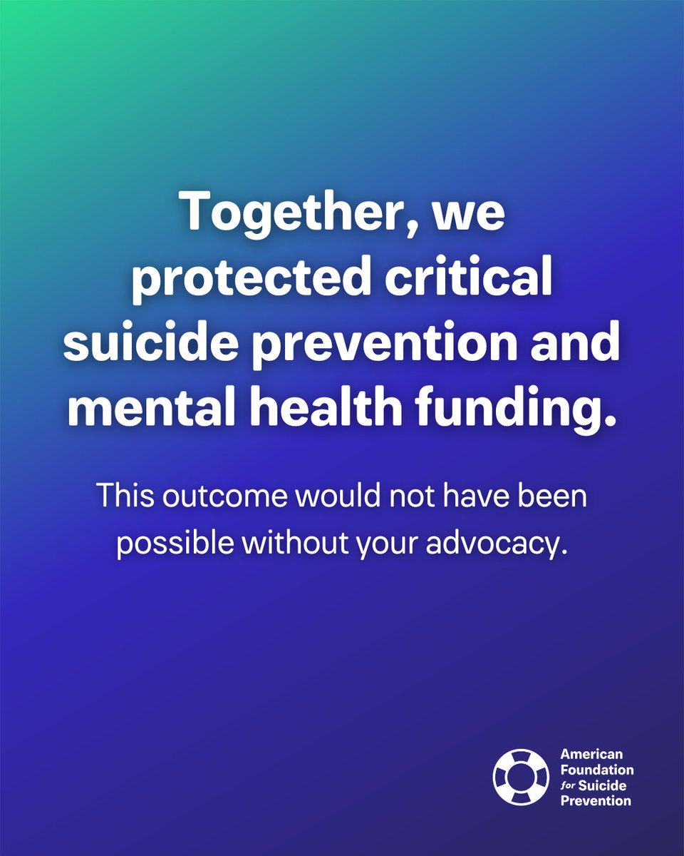afspnational's tweet image. Last night, the administration announced the reversal of the decision to terminate thousands of SAMHSA grants — a major victory for suicide prevention.

We are deeply grateful to all who stayed informed and took action.

Stay involved: afsp.org/advocate

#AFSPadvocacy