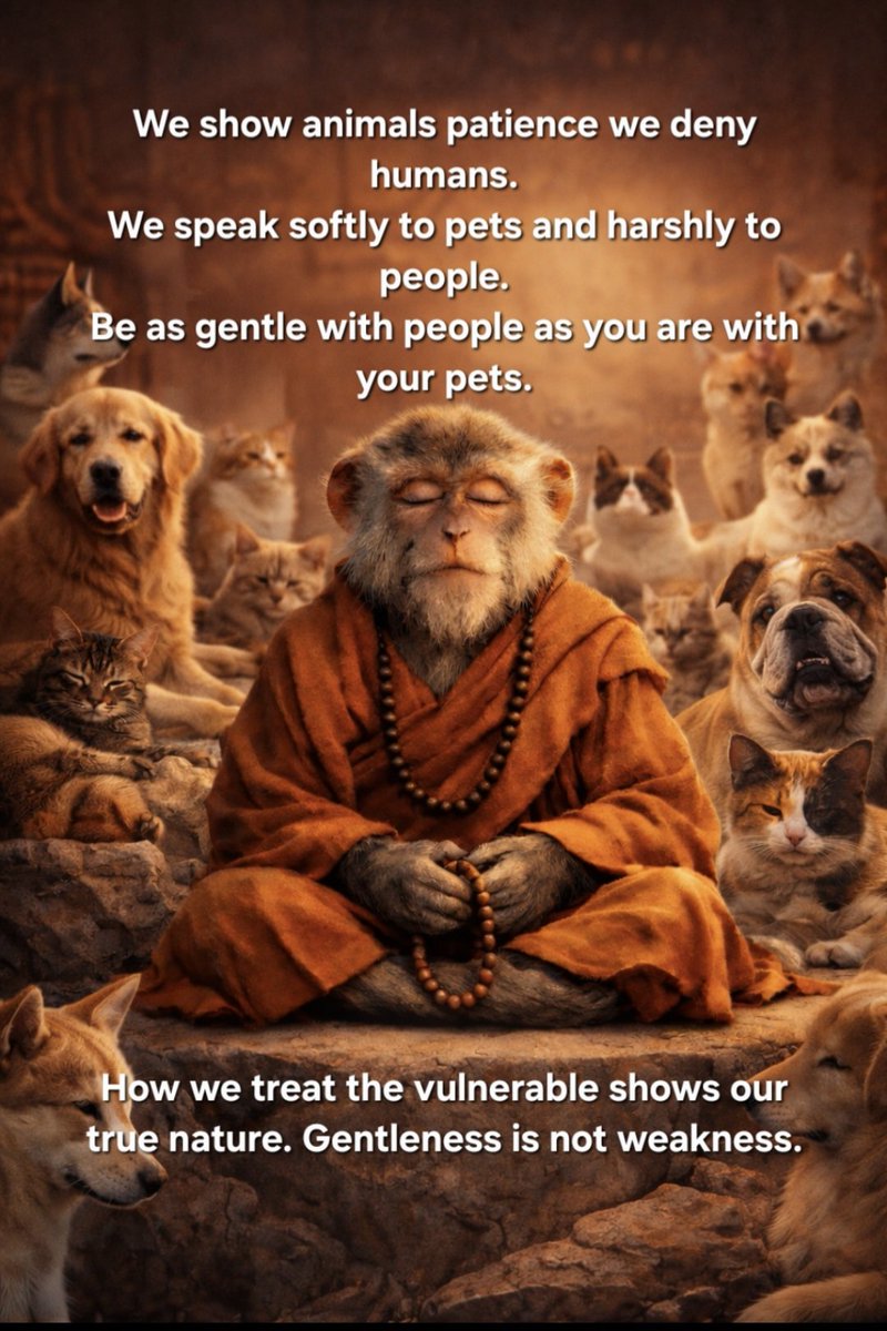 Lokeshbabuoffi's tweet image. I wish we treated people the way we treat our cats and dogs.

We show animals patience we deny humans.
We speak softly to pets and harshly to people.

Be as kind to people as you are to your pets. 

My works  lokiofficial.com.au 

#GentlenessIsStrength #CompassionFirst
