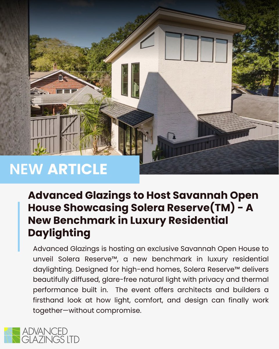 Solera_Daylight's tweet image. We’re proud to be featured by NEWWIREMEDIA, Yahoo Finance, and AP News for our upcoming Savannah Open House showcasing Solera Reserve™ — a new benchmark in luxury residential daylighting.

📖
linktr.ee/advancedglazin…

 #LuxuryResidential #DaylightingDesign