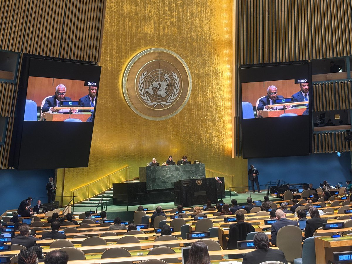 FijiMissionUN's tweet photo. This morning at the General Assembly following the delivery of the UN Secretary Generalโs 2026 priorities HE Ambassador Filipo Tarakinikini took the floor on behalf of the Pacific Small Island Developing States #PSIDS to commend the Secretary General @UN for his unprecedented and relentless efforts to the Pacific and assured him of #PSIDS unwavering commitment as he journeyed through his final year as UNSG this year!