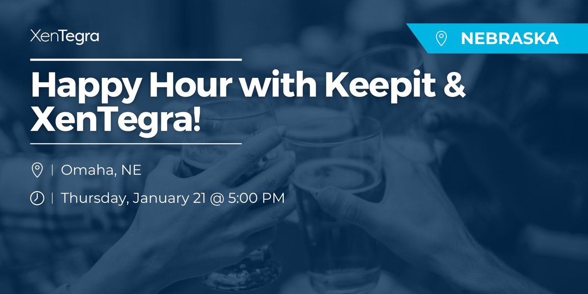 Talking SaaS backups and data protection over drinks in Omaha.
Join XenTegra + Keepit for a casual happy hour on Jan 21.

Register here 👉 events.xentegra.com/260121-happy-h…