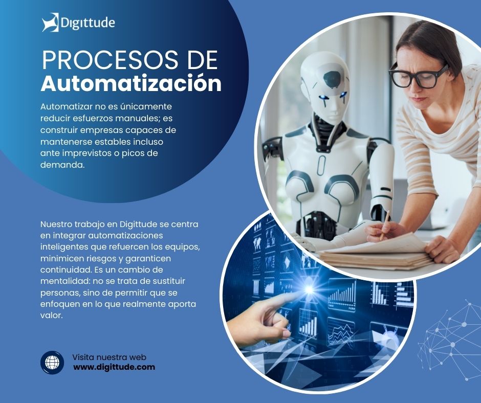 La automatización ya no trata solo de eficiencia: trata de resiliencia

Automatizar no es únicamente reducir esfuerzos manuales; es construir empresas capaces de mantenerse estables incluso ante imprevistos o picos de demanda.

🌐 digittude.com
📧 contacto@digittude.com