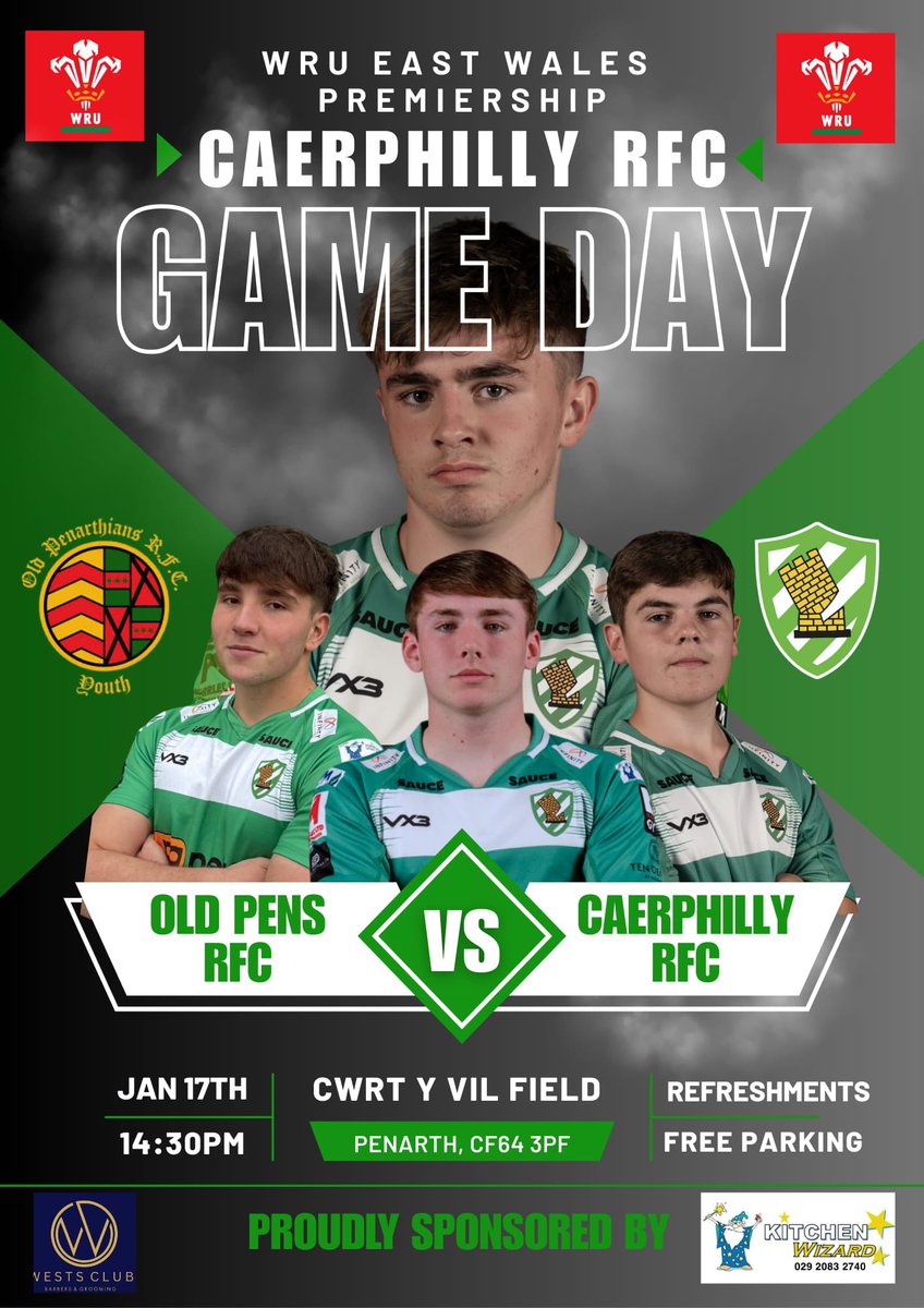 This Saturday, we travel to Cardiff to face our old friends <a href="/Old_Pens_RFC/">Official Old PensRFC</a>  youth in our 2nd premiership fixture.

After both teams getting off to winning ways last week this one is set up to be a cracker and one not to be missed 🟢⚪️

📅 17th Jan
⏲️ 14:30pm
🏟 CF64 3PF