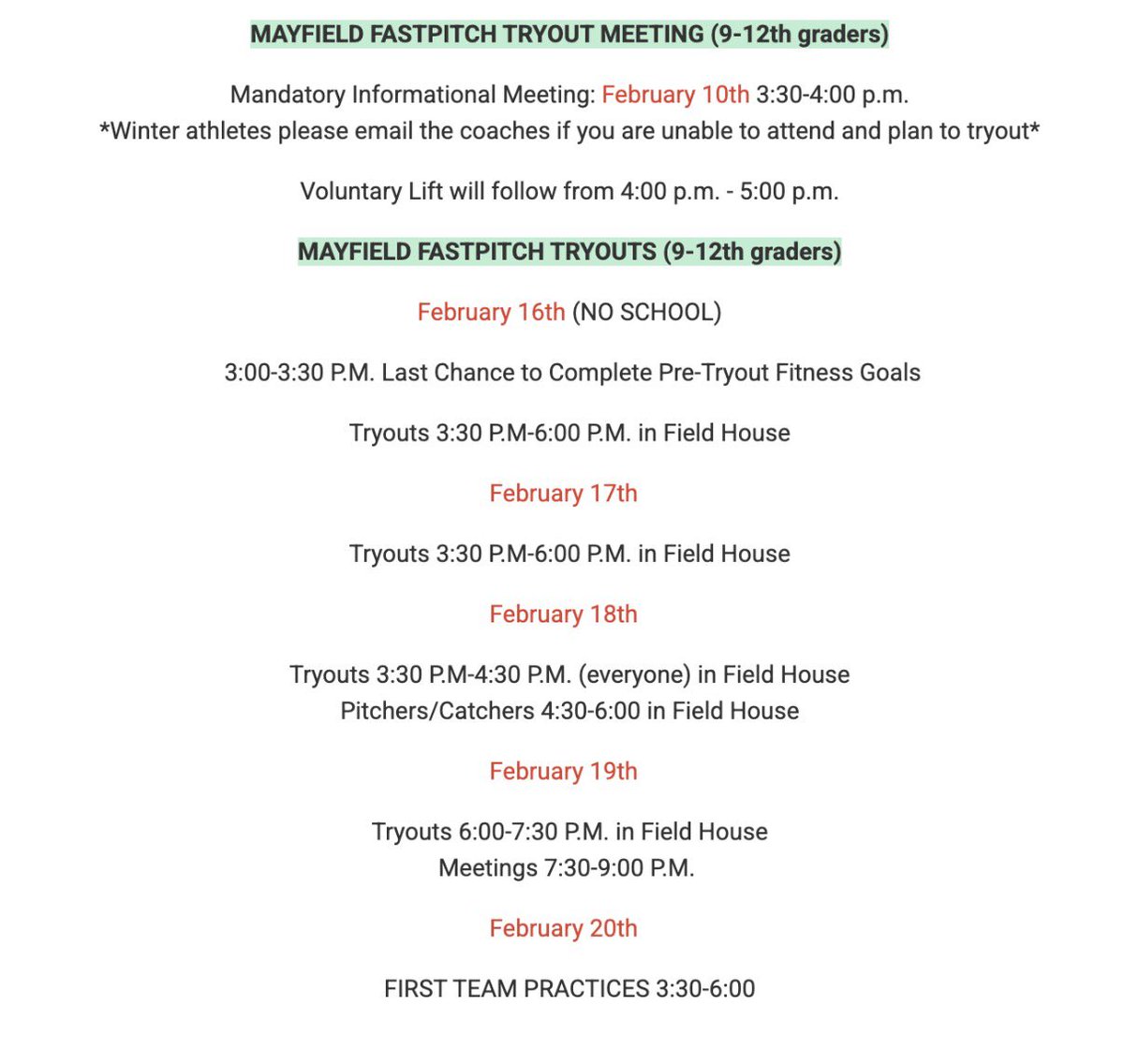 Tryouts = 1 month away!! 🚨🥎