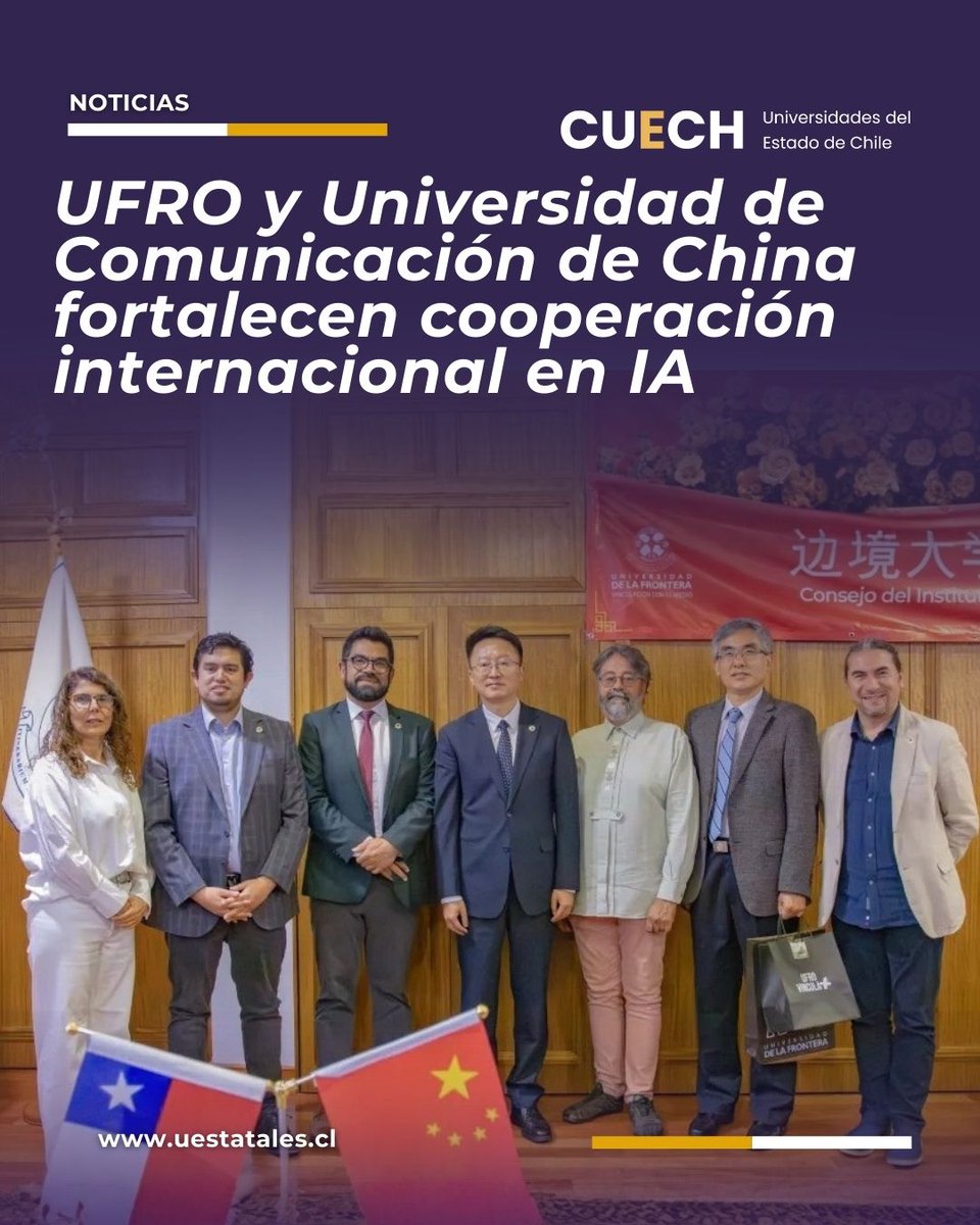 🤖🌏 La UFRO dio un nuevo paso en internacionalización tras encuentros con autoridades de la Universidad de Comunicación de China, orientados a identificar oportunidades de trabajo conjunto en tecnologías avanzadas y su impacto social.

Lee la nota ➡️ dub.link/e5kHP3N