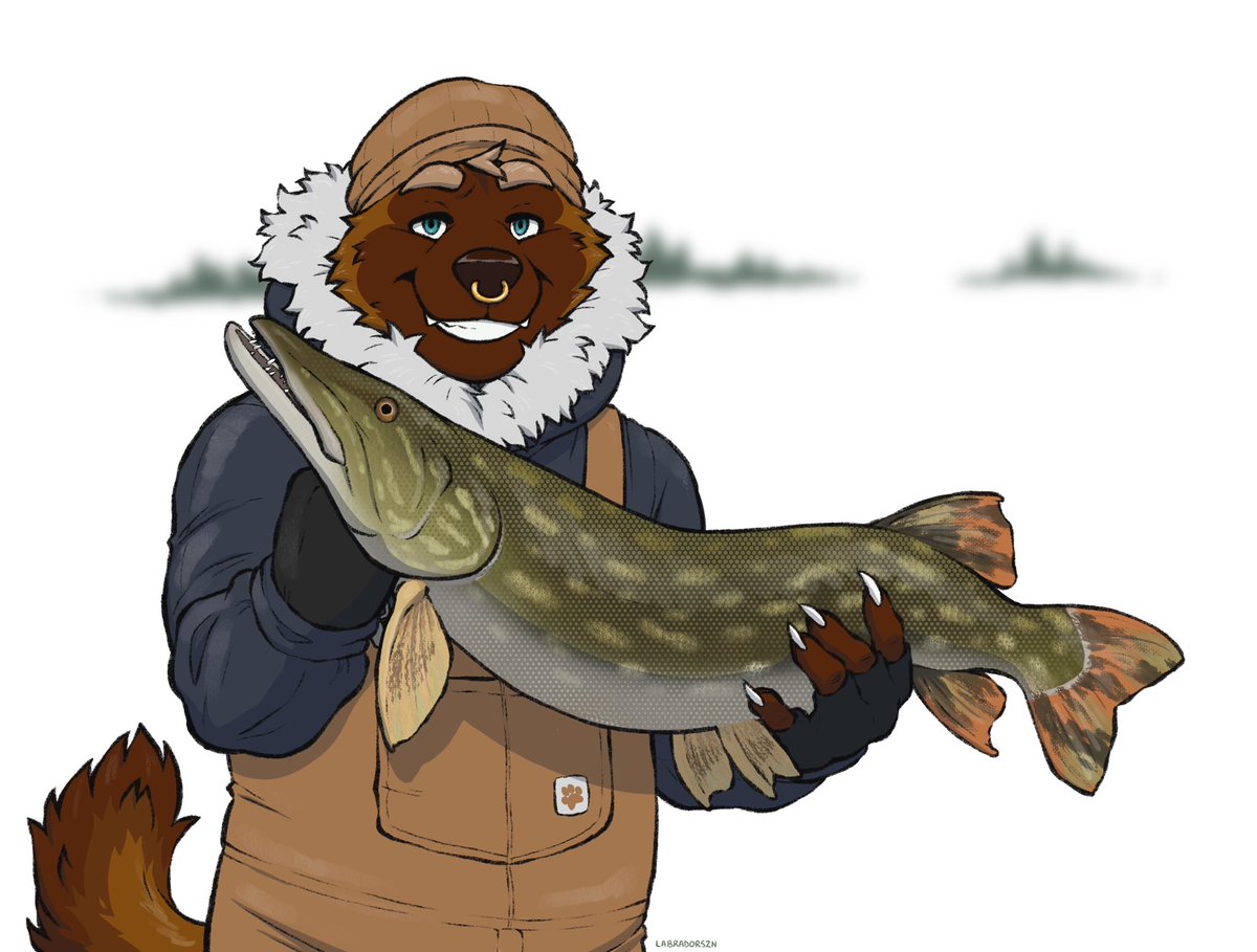 labradorszn's tweet photo. These winter fishermen caught themselves some big ones! 🎣❄️

[finished YCHs pt 1] https://t.co/bQkt1qEd1P