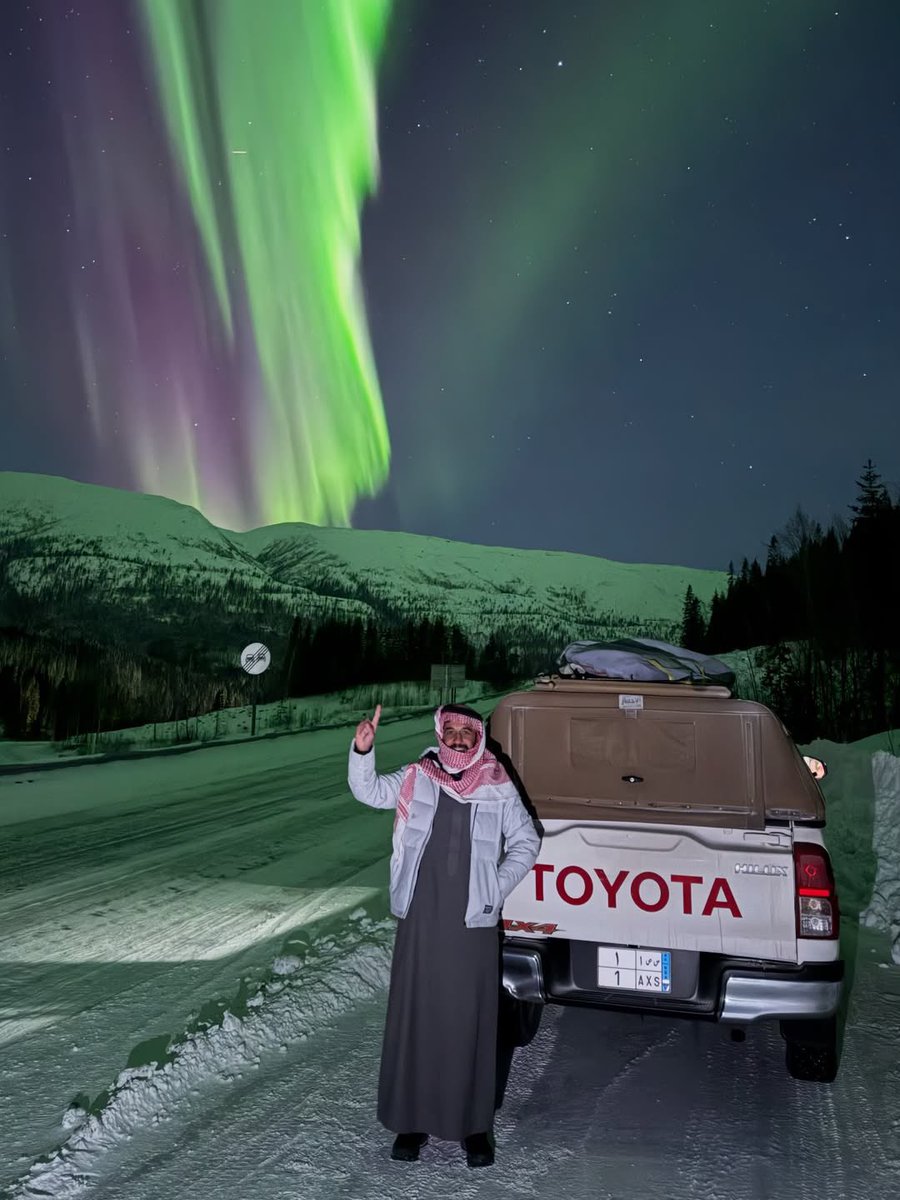CarSighting's tweet image. I just read that Malik Al Sultan drove all the way from Saudi Arabia to Norway in his Hilux just to see the northern lights. It really makes me wonder why I didn’t buy a Hilux as my daily